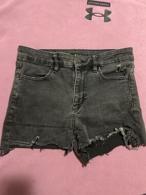 American Girl Black Distressed Frayed Hem Jean Shorts
